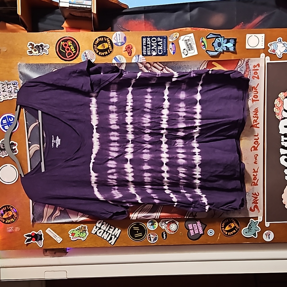 Purple and White Tie dye Striped shirt